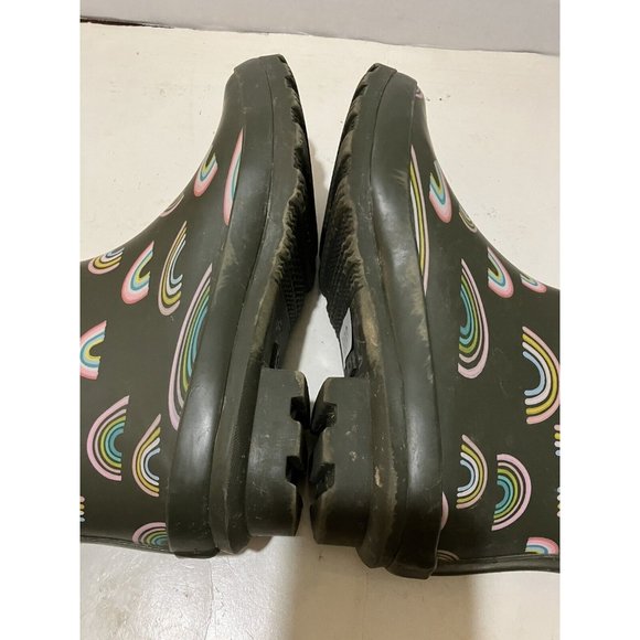unbranded Women's  Size 6 green Rainbow Mid Calf  pull-on Rain Rubber Boots - Picture 5 of 7